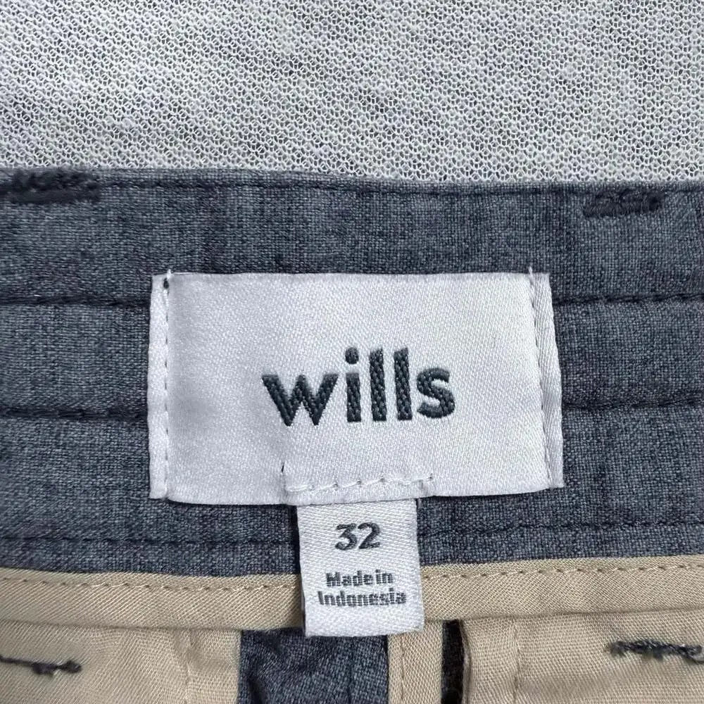 Wills Wrinkle-Free Linen Blend Chino Shorts Smoke Gray Size 32